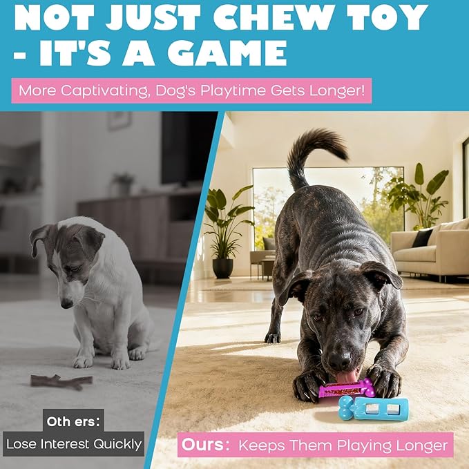 Dog Chew Toys for Aggressive Chewers: Indestructible Dog Toy for Large Dogs to Keep Them Busy & Reduce Boredom, Tough Dog Toys for Medium & Large Breed, Bacon Flavor, Durable Nylon