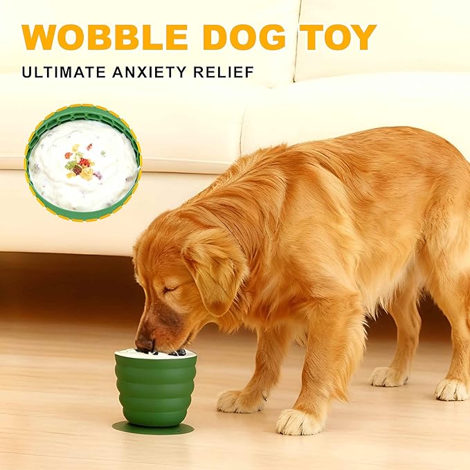Treat Dispensing Dog Toy, Interactive Puzzle Feeder, Stuffable Chew Toy for Boredom, Enrichment Frozen Treat Dispenser, Green, Large