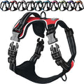 VIVAGLORY Dog Harness Easewalk No Pull Dog Harness with Handle Front Clip & Back Clip for Training Walking Lifting, No Pull Adjustable Easy On Padded Comfortable for Pet, M, Red - Plain