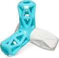 Messy Mutts Totally Pooched Squeak n' Stuff Pyramid | 5” TPR Dog Toy with Squeaker | Made for Tough Chewers | Interactive Treat Puzzle for Dogs | Grey/Teal