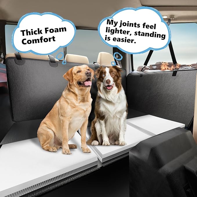 AIREDOULER Truck Dog Seat Cover Back Seat, Hard Bottom Dog Hammock for Car 1.2" Comfort Soft Foam, Waterproof XL Large Pet Extender Bed Supports 560lbs, Durable Platform Protector Full Size Crew Cab