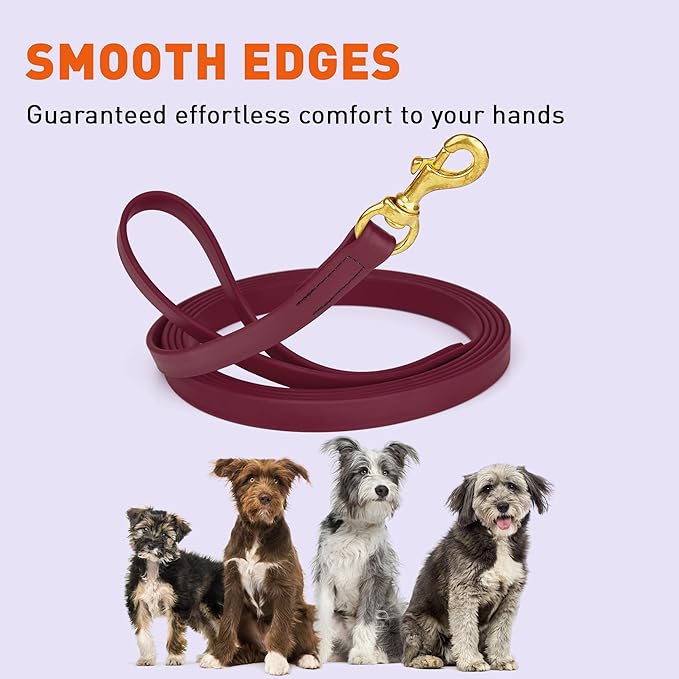 Viper Biothane K9 Working Dog Leash Waterproof Lead for Tracking Training Schutzhund Odor-Proof Long Line with Solid Brass Snap for Puppy Medium and Large Dogs, 10ft Merlot Burgundy