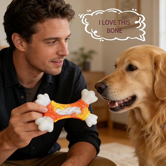 2 Pack Tough Dog Toys, Toys for Aggressive Chewers Medium Large Breed, Chew Dogs, Bone Toy Nylon Dogs Almost Indestructible