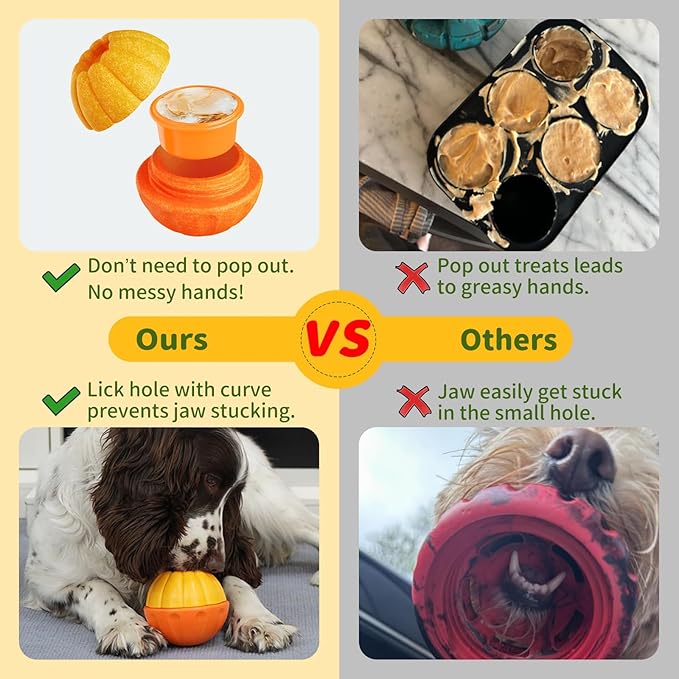 Interactive Dog Toys for Aggressive Chewers, /No Oil Needed/Smooth Screwing Frozen Treat Freezable Dog Puzzle Treat Dispensing Toy to Keep Them Busy for Small Medium Large Breeds