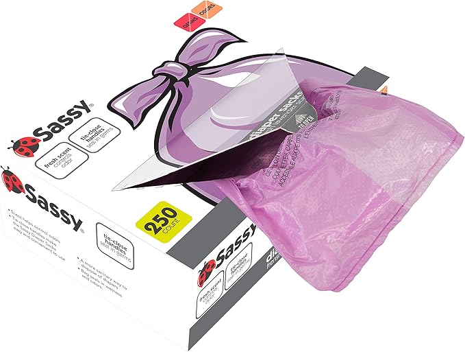 Sassy Disposable Diaper Sacks,Lavender Scented,Easy-To-Tie,Diaper Disposal or Pet Waste Bags,250 Count (Pack of 6)