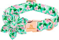 Lionheart glory St. Patrick's Day Dog Collar with Flower - Lucky Clover Shamrock Dog Collar for Large Dogs Green Pink Spring Trefoil Collars Soft Adjustable Collars