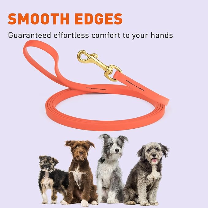 Viper Biothane K9 Working Dog Leash Waterproof Lead for Tracking Training Schutzhund Odor-Proof Long Line with Solid Brass Snap for Puppy Medium and Large Dogs, 33ft Coral