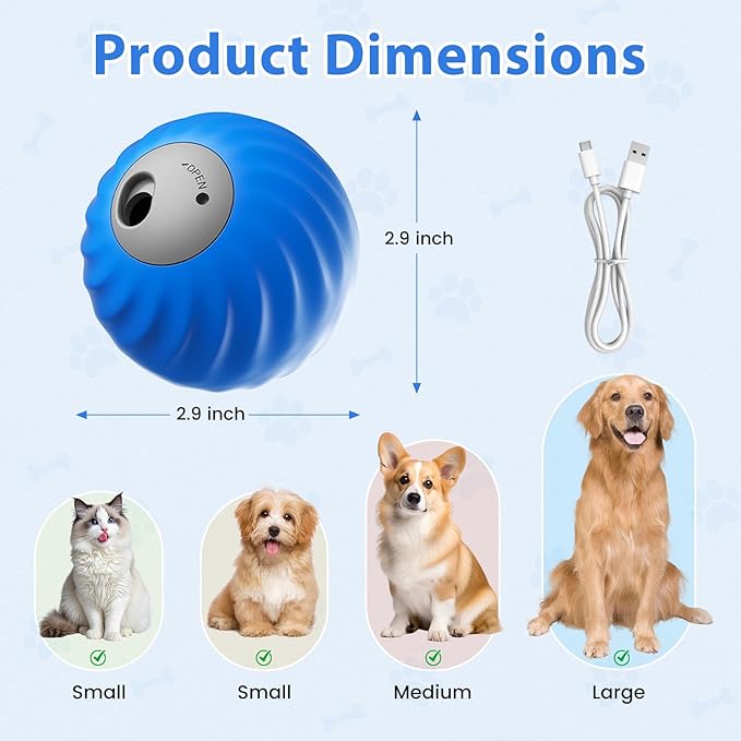Star&Mi Interactive Dog Ball Toy, Smart Motion Pet Ball with Treat Dispensing, Dog Puzzle Toys for Mental Enrichment, Interactive Dog Toys to Keep Them Busy, TPU & Nylon Dog Toy Balls for Dogs