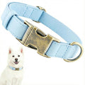 Dog Collars for Large Dogs Silicone Leather Dog Collars Soft Flexible Waterproof Odor-Proof Durable Thick Classic Adjustable Pet Puppy Collar (Blue, Large (14.5-24" Neck))