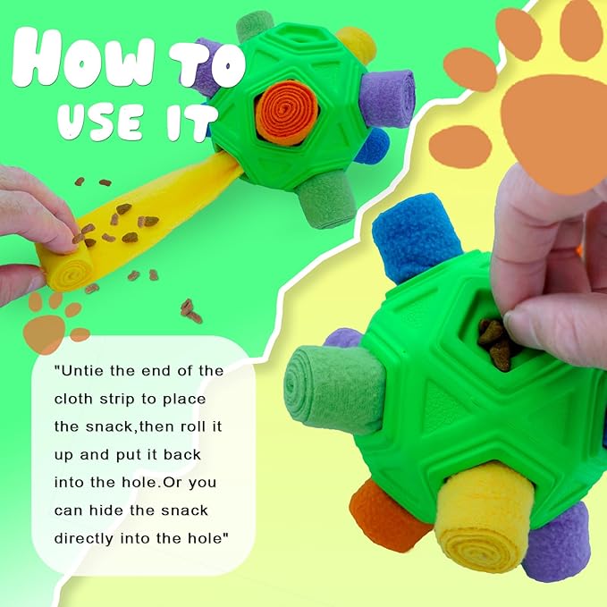 Snuffle Ball for Dog Interactive Dog Puzzle Ball Snuffle Mat Puppy Treat Dispenser, Natural Foraging Skills Slow Feeder Training Dog Sniff Toy (Green)