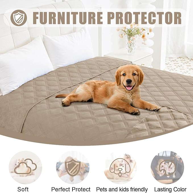 Smiry Waterproof Dog Bed Cover Blanket 40x80, Soft Reversible Pet Blanket, Washable Leakproof Cats Dogs Couch Cover for Sofa, Couch, Furniture, Taupe/Taupe