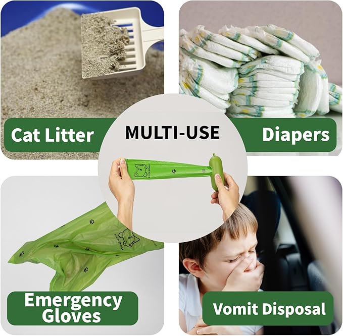 Dog Poop Bags With Dispenser, Strong and Leak-proof Waste Bags for Pets, Floral Scented, 270 Count (18 Packs of 15), 13 Inch x 9 Inch (Green)
