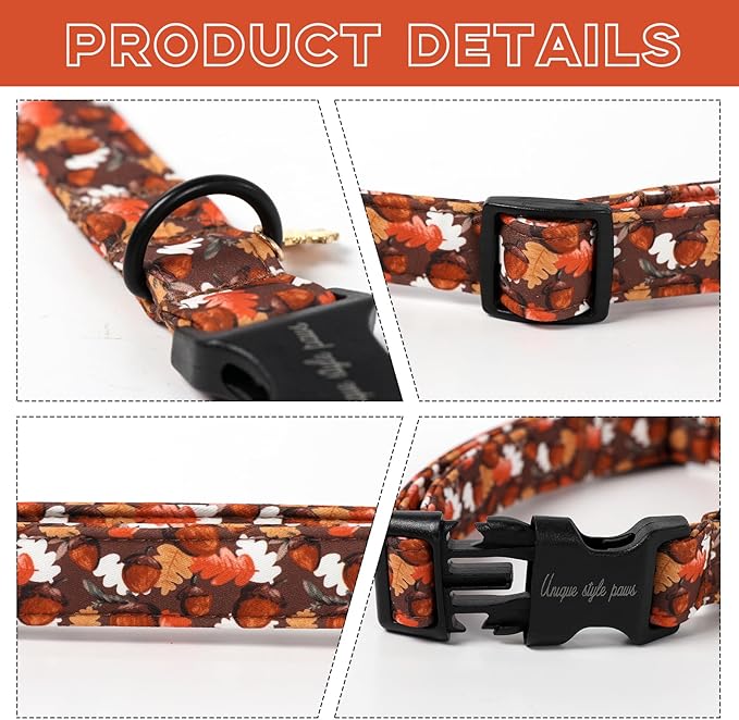 Unique style paws Dog Collar Plastic Buckle with Pendant Hazelnut Maple Leaf Puppy Collars for Small Medium Large Boys Girls Dogs