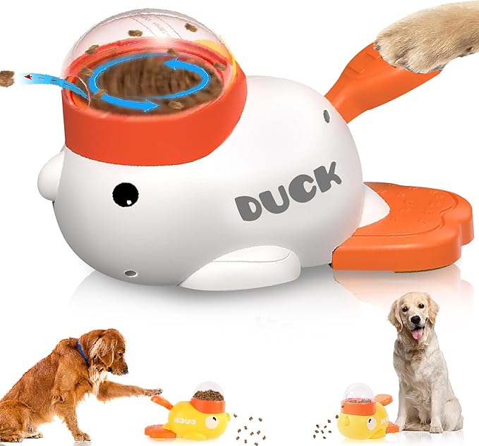 2-in-1 Interactive Dog Puzzle Toy, Dog Interactive Treat Dispenser Toy, Dogs Food Treat Feeding Dispenser for Healthy Eating for Small & Medium (White)