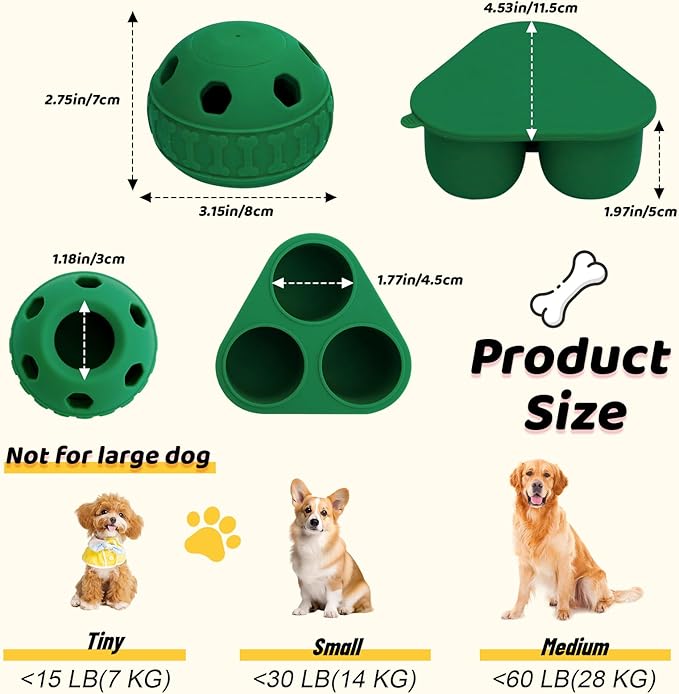 IFOYO Frozen Treat Dog Toy Ball for Small to Medium Dogs, Silicone Enrichment Dog Toys to Keep Them Busy, Reduce Anxiety, Puzzle Treat Dispensing Dog Toys for Slow Food Training, Easy to Clean (Green)