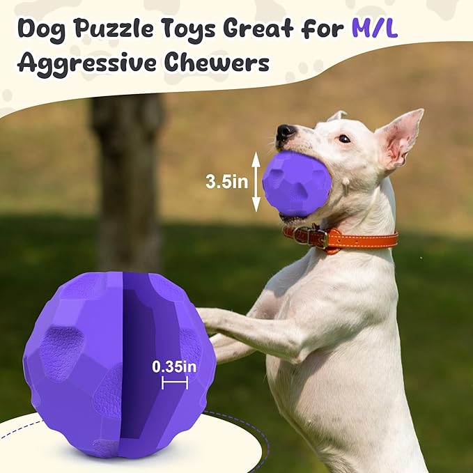 Durable Dog Balls, Dog Puzzle Toy for Boredom, Dogs Enrichment Toy, Interactive Treat Dispensing Balls for Large Dogs to Keep Them Busy