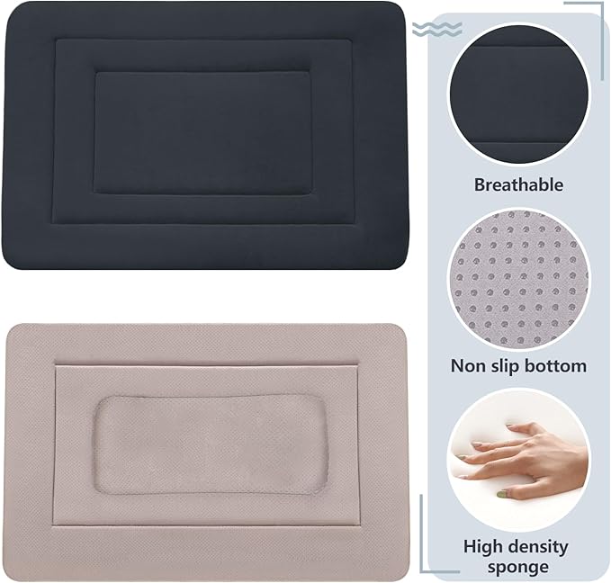 JoicyCo Dog Bed Soft Dog Crate Bed Pad Mat, 48 in Non Slip Bottom Washable Beds for Extra Large Dogs, Pet Bed Mattress Kennel Pad, Dark Gray