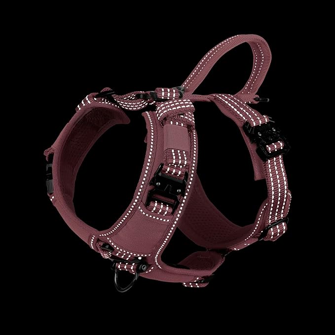 ICEFANG Dog Strap Harness with All-Metal Hardware,for Medium Sized Dog,K9 Vest,Y-Shape Soft Padding,Adjustable Pet Harness,No-Pull Front Leash Clip (Medium (Pack of 1), Pink)