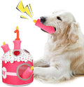 Dog 1st Birthday Cake Toy Squeaky Interactive Dog Toy Hide and Seek Plush Dogs Puzzle Puppy Toys for Boredom Keep Them Busy for Small Medium Dogs(Pink)