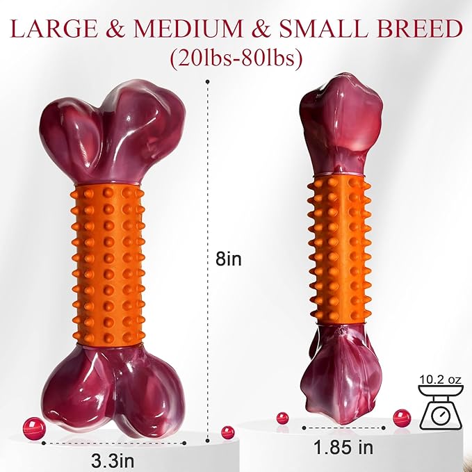 Apasiri 2-Pack Dog Toys for Aggressive Chewers Large Breed: Heavy Duty Chew Toys for Medium Dogs Indestructible Orange Dog Gift with Peanut Butter Flavor
