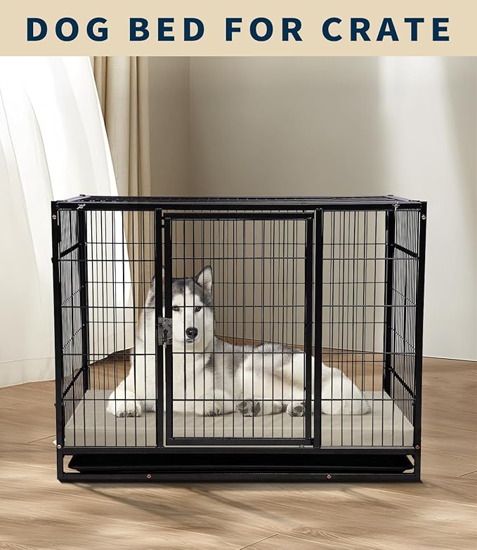 Waterproof Leather Dog Bed Crate Pad, Durable Brown Pet Mattress for Medium Dogs Pet Beds with Wipeable Covers, Easy to Clean Washable Mat for Cage