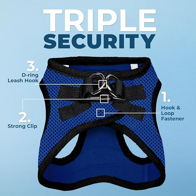 Best Pet Supplies Voyager Step-in Air Harness - All Weather Mesh, Reflective, No Pull Harness for Dogs, Cats - Secure with Hook & Loop Fastener, Buckle, Double D-Rings - Royal Blue/Black Trim, XS