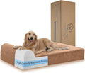 Orthopedic Dog Beds for Large Dogs, 7" Memory Foam Dog Beds with Waterproof Liner, Durable Microsuede Cover, Removable and Washable, Nonskid Bottom, 52"x36"x7" XL Khaki
