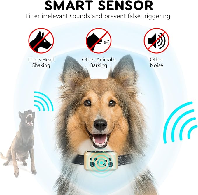 Dog Bark Collar, Svtrat Smart Bark Collar for Small Medium Large Dogs Anti Bark Collars with 4 Training Modes and 7 Level Sensitivity, Barking Collar