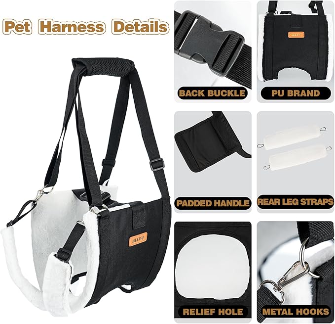 Dog Lift Harness Sling for Medium Dogs - Adjustable No-Slip Rear Leg Support with Padding & Back Fixed Buckle, Hip Dysplasia/ACL/TPLO Surgery Recovery Aid, Dog Sling for Injured,Disabled/Senior Dogs