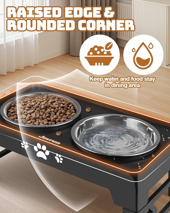 Elevated Dog Bowls, Dog Feeder with 2 Stainless Steel Dishes, 2 Heights Adjustable Raised Stand for Small Dogs, Food Dishes with Non-Slip Feet