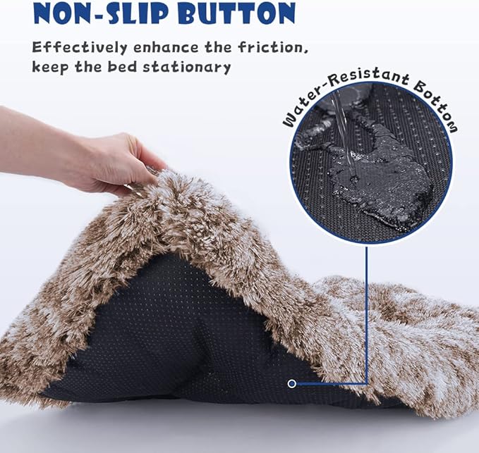 ULIGOTA Dog Bed Crate Pad Plush Soft Dog Crate Bed for Medium Dogs and Cats Washable Anti-Slip Kennel Crate Mats for Sleeping and Anti Anxiety M