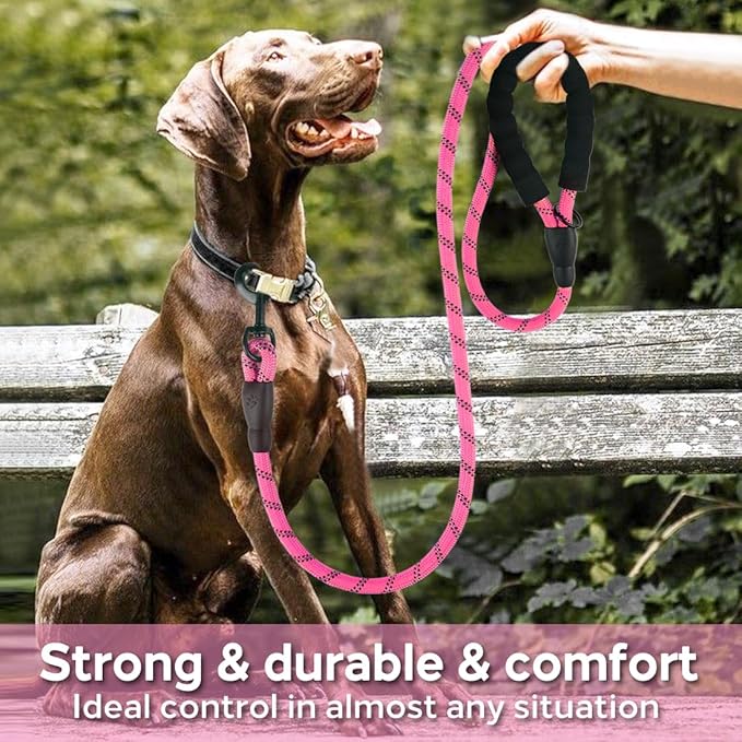 COOYOO Dog Leash 6 FT Heavy Duty - Comfortable Padded Handle - 1/2 inch Reflective Dog Leash for Medium Large Dogs with Poo Bag Dispenser