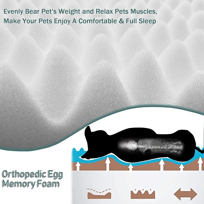 Large Dog Crate Pad 36 inch Memory Foam Dog Kennel Bed Soft Flannel Washable Anti Slip Puppy Sleeping Mat,Brown
