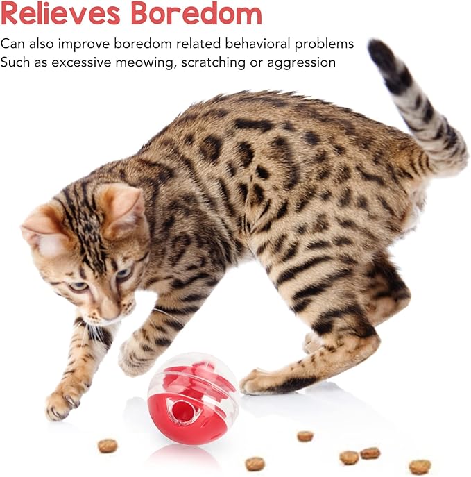Zerodis Cat Leaky Food Toy Ball,Pet Interactive Slow Feeder Puzzle Ball Cat Treat Dispenser Toys for Bored Cats Relieve Boredom Dog Teeth Grinding Feeding