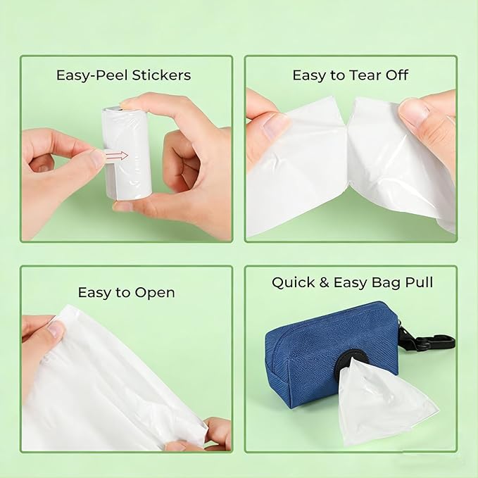 Odor-Sealing Dog Poop Bags with Dispenser, 140 Bags (7 Rolls) Unscented & Leak-Proof Poop Bags for Dog, Block Smells & Keeps Walks Fresh