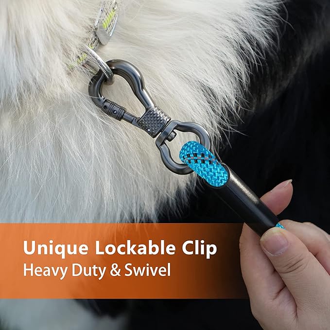Long Dog Leash for Dog Training 10FT/15FT/20FT/30FT/40FT/50FT/100FT Reflective Leash with 2 Hooks, Heavy Duty Dog Lead for Large Medium Small Dogs Outside Walking Camping Yard, Blue 15FT