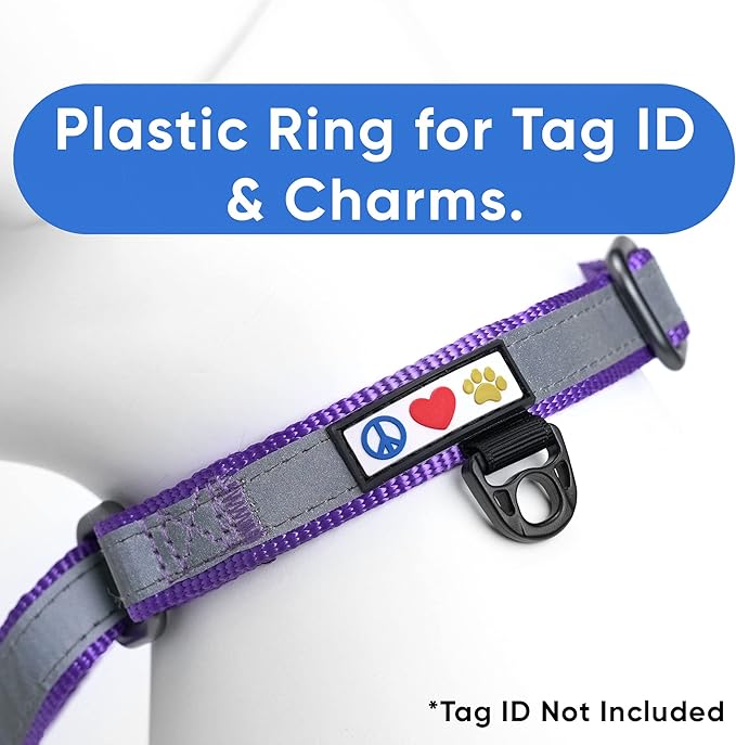 Pawtitas Customized Martingale Dog Collar Reflective Reflective Dog Collar Embroidered Personalized Name Phone Number Adjustable for Puppies Small Medium Large Size Dogs Medium Purple