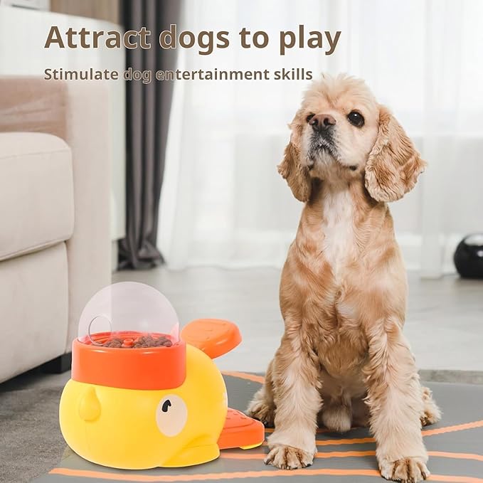 Dog Feeder Puzzle Toy Duck, Dog Treat Dispenser Toy, 2-in-1 Interactive Slow Feeder & Puzzle Treat Dispensing Dogs Toys, Rubber Food Dispenser for Medium and Large Dogs (Mix)