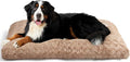 EHEYCIGA XXL Washable Dog Bed for Crate 47x29 Inch, Reversible Kennel Pad for Extra Large Dogs Weight Up to 100 lbs, Plush and Comfy Pet Sleeping Mat, Camel