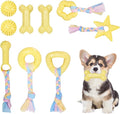 Puppy Toys, Puppy Teething Toys, 9 Pack Soft Durable Rubber Interactive Pink Puppy Chew Toys for Teething to Soothe Gums and Keep Busy, Cute Puppy Essentials (Yellow)