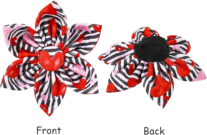 Lionet Paws Valentines Dog Collar with Flower, Dog Flower Collar with Metal Buckle for Dogs, Adjustable Comfortable Dogs Collars Girl, L, Neck 16-24 in