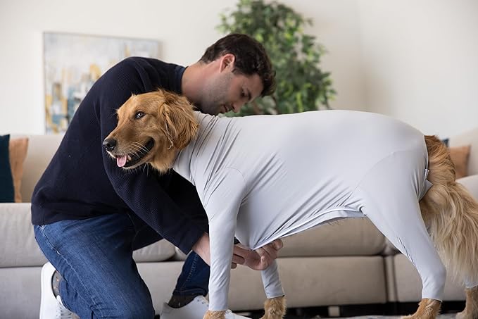 Shed Defender Original Dog Onesie - Seen on Shark Tank, Contains Shedding, Designed in USA, Recovery Suit for Dogs, Post-Surgery Shirt, Anxiety Vest Calming Shirt, Hot Spot Allergy, Vet Approved