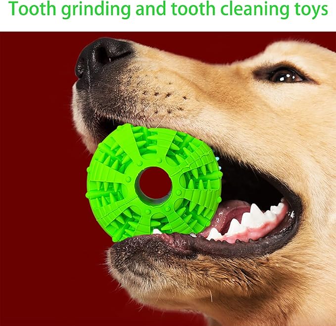 2 Pcs Dog Toy Teeth Ball,Dog Puzzle Toy,Treat Dispensing Dog Toys,Non Toxic Tear Resistant Natural Rubber Toy Ball for Pet Teeth Cleaning/Chewing/Playing/Training (Green+Blue, 3.15in)