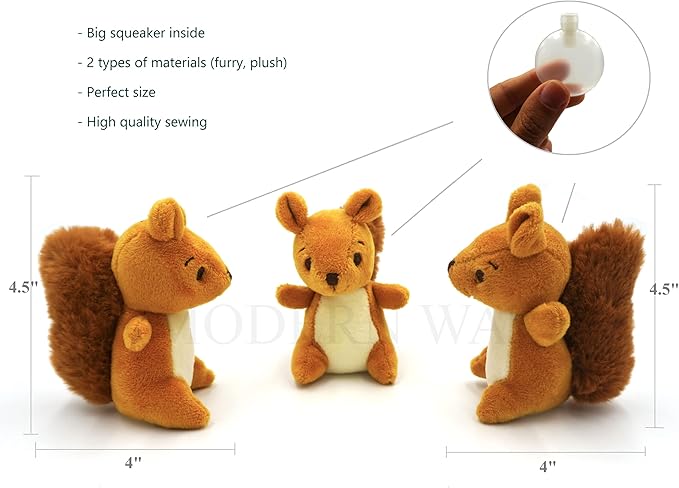 MODERN WAVE - Interactive Squeaky Plush Hide and Seek Squirrel Type Puzzle Toy for Dogs, Medium Size (Acorn and Squirrels)