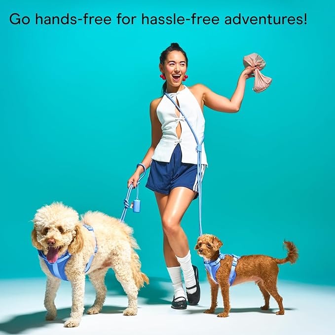 Wild One Hands-Free Adjustable Rope Dog Leash, Standard: 4' to 8.5' Long, .5" Wide, Adjustable for Crossbody, Waist & Handheld, Moonstone