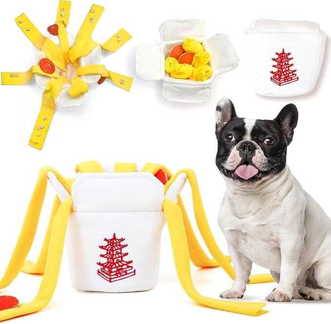 Dog Toys Plush with Squeaky & Treat Hiding Features - Mental Stimulation Enrichment Toy for Large Breed Dogs - Machine Washable Slow Feeder to Keep Dogs Busy，Take Out Box