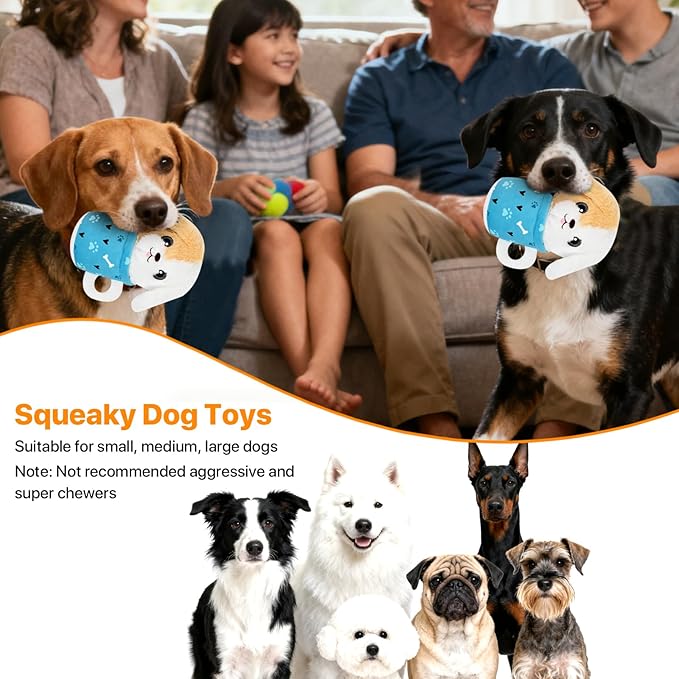 Christmas Dog Toys with Squeaker for Large Breed Interactive Dog Chew Toys for Puppies Small and Large Dogs Puppy Squeaky Dog Training and Reduce Boredom (Cup Puppy