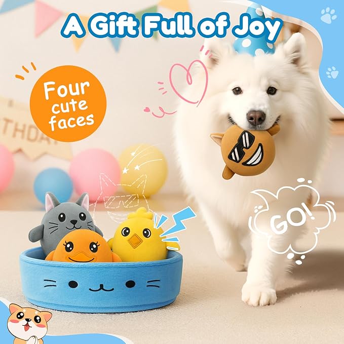 Squeaky Dog Toys – 5-Pack Soft Stuffed Plush Dog Toys with Squeakers for Small, Medium, and Large Dogs, Indoor Play Set to Keep Them Busy