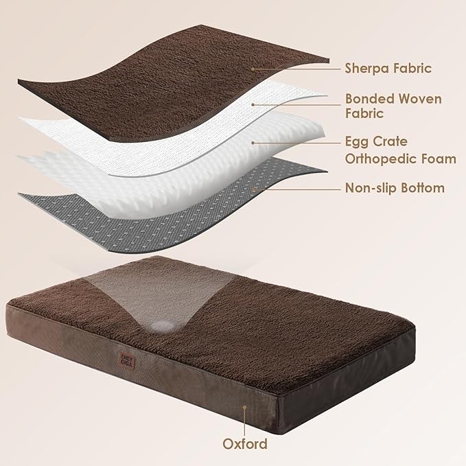 EHEYCIGA Orthopedic XL Dog Beds for Extra Large Dogs with Removable Washable Cover for Crate, Brown, 41x27