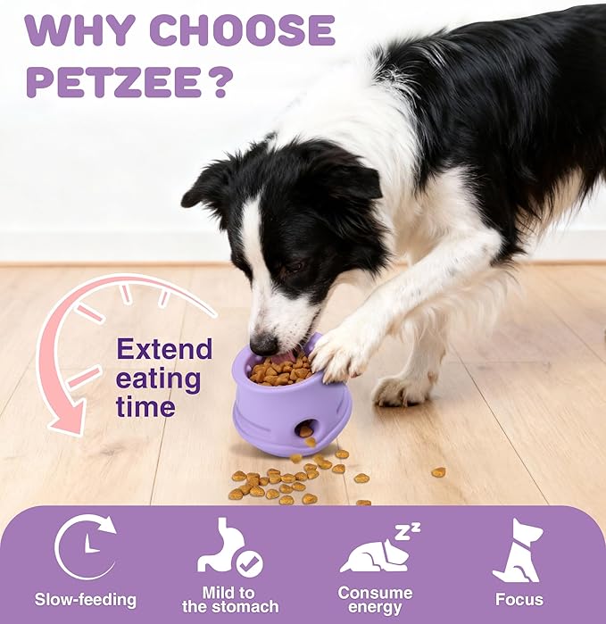 Dog Enrichment Toys to Keep Them Busy, Treat Dispensing Dog Toy Puzzle-Swinging Stuffable & Slow Feeder & Anxiety Relief & Boredom & Nature Rubber, Indestructible Dog Toys- Dishwasher Safe &, Purple,M